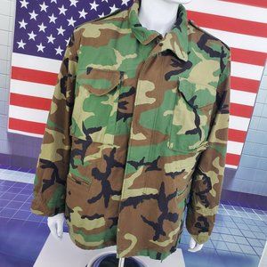 WOODLAND Camouflage USA Military Cold Weather Coat Sz Large